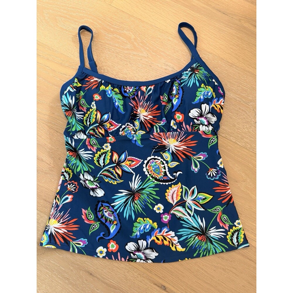 Into the Blue by American Blue Colorful Floral Swimsuit Tankini Top NWT